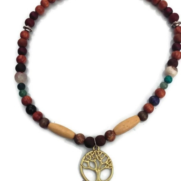 HP💫OOAK Beaded Gemstone Tree of Life Necklace - Picture 2 of 5